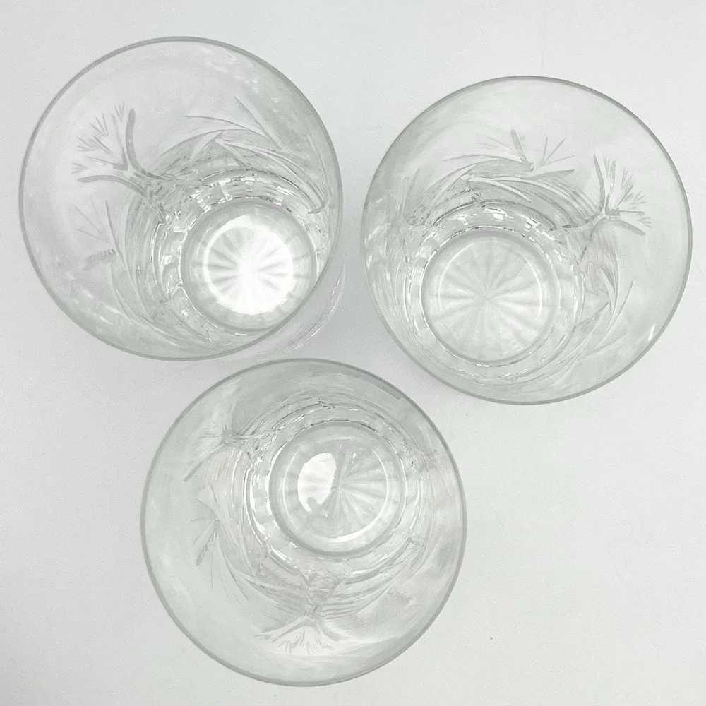 Vintage 1980s Cut Crystal Starburst Fan Highball Glasses Set‎ of 3